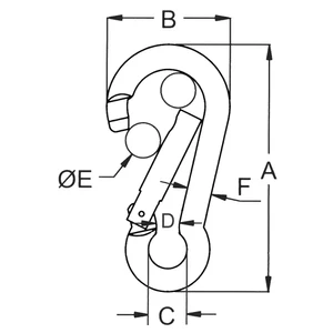 Kong Stainless Steel Carbine Hook No Eye