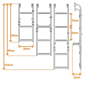 Force 4 Stainless Steel Transom Boarding Ladder
