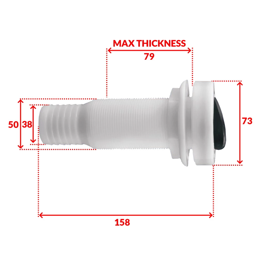 Thru-Transom Skin Fitting with Scupper