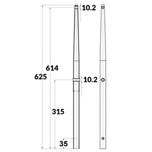 Force 4 Stainless Steel Tapered Stanchion 625x25mm