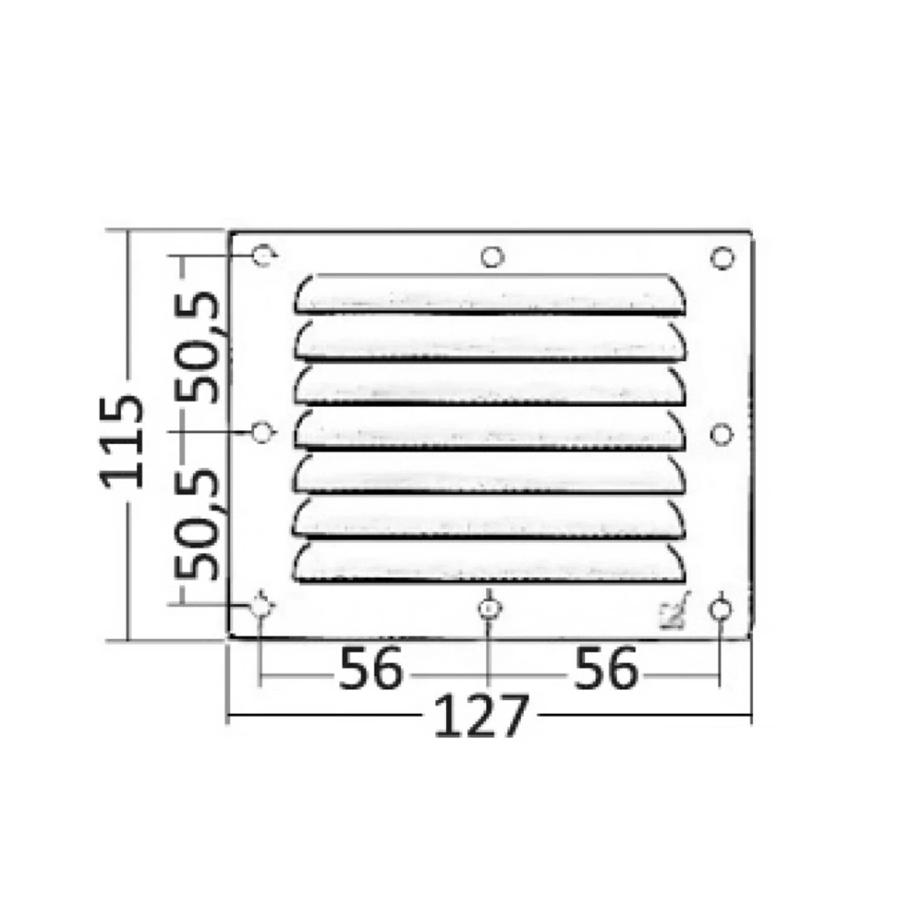 Stainless Steel 6 Louvre Vent 127x115mm