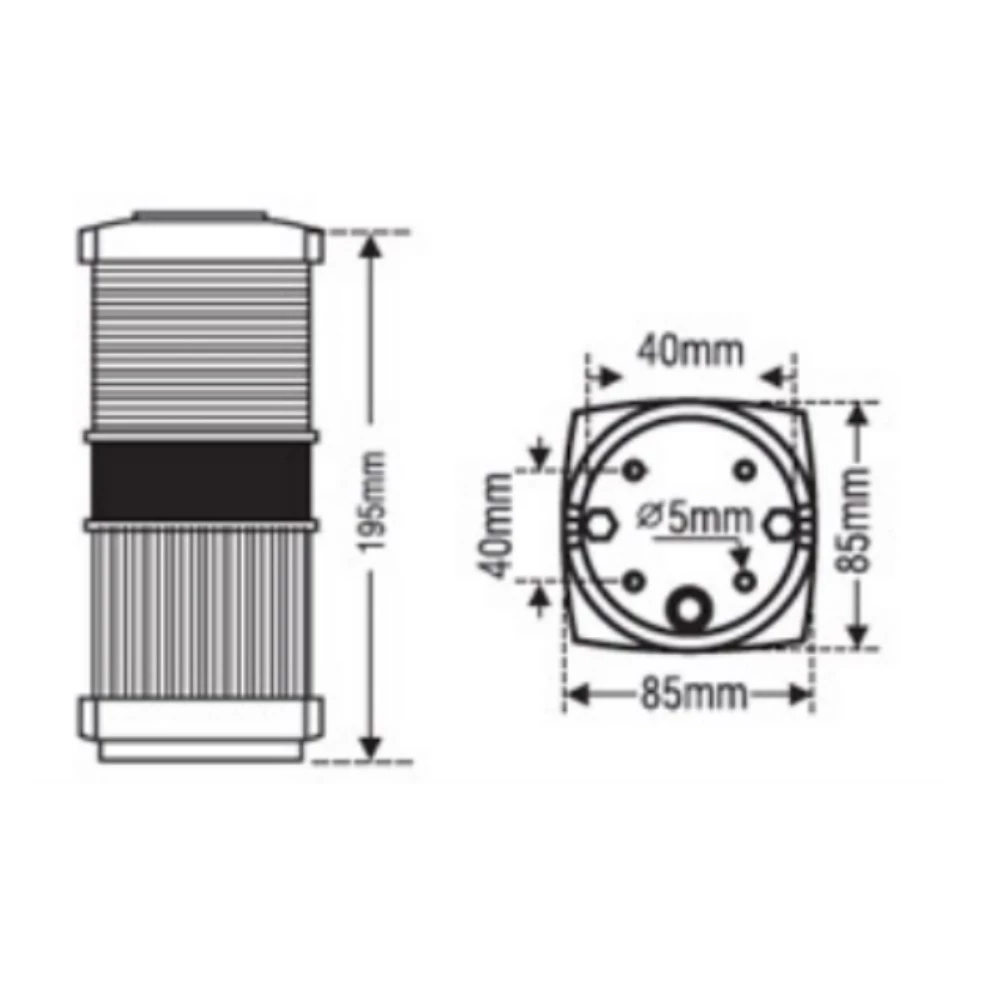 20m Tri-Colour & Anchor Nav Light (Black)