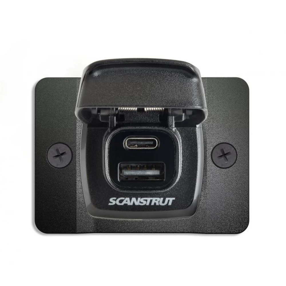 Scanstrut Flip Pro 12/24V Fast Charge Dual USB-A/C Socket With front Fit Bezel 