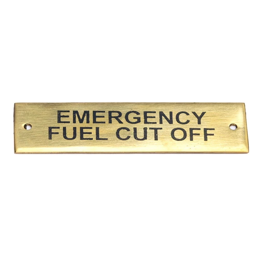 Force 4 Brass Label - Emergency Fuel Cut Off - 75 x 19mm
