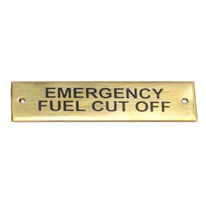Force 4 Brass Label - Emergency Fuel Cut Off - 75 x 19mm