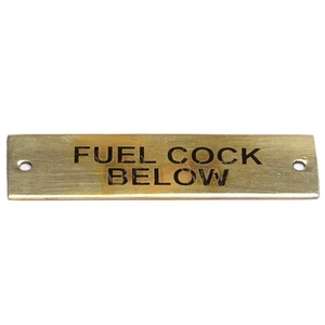 Force 4 Brass Label - Fuel Cock Below - 75 x 19mm 