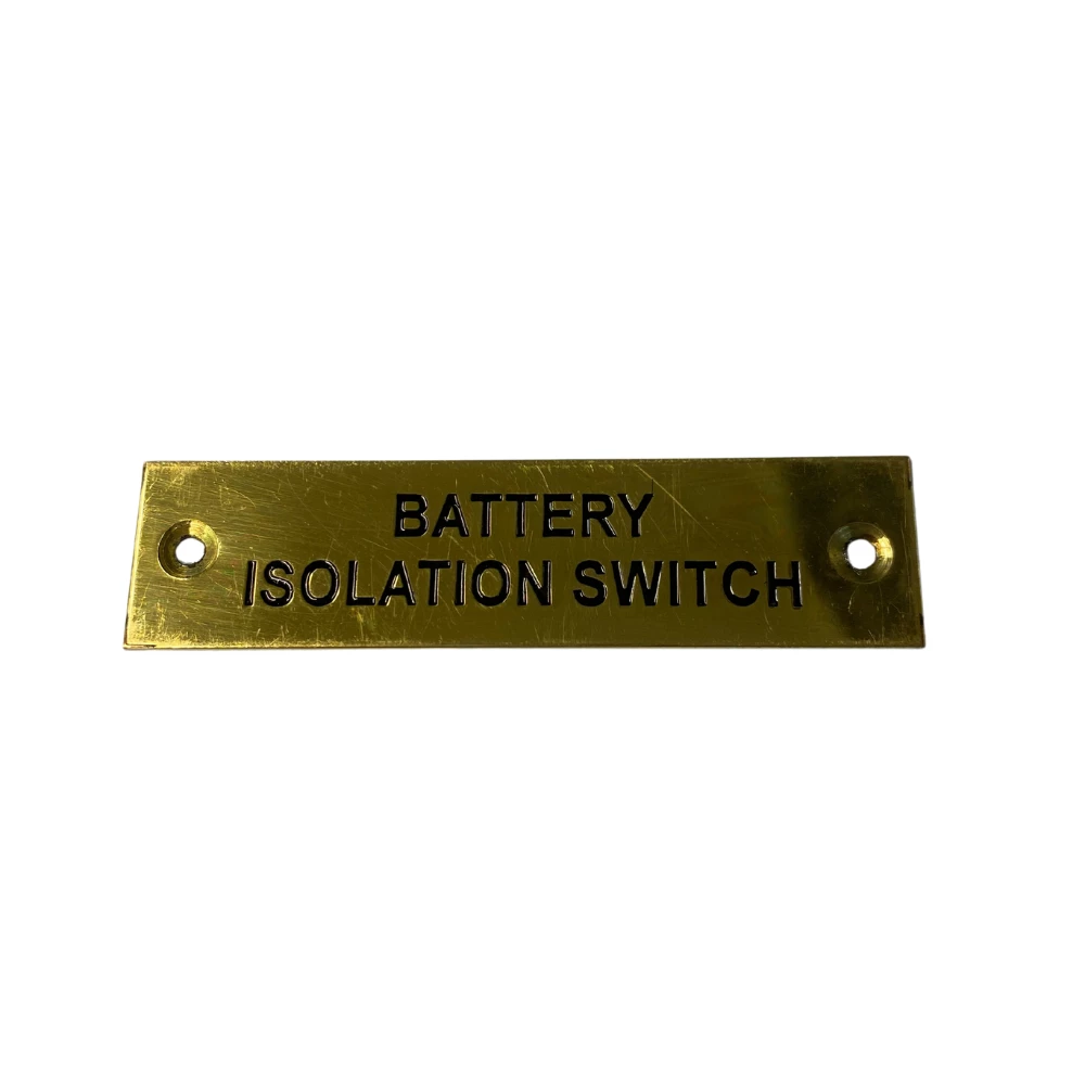 Force 4 Brass Label - Battery Isolator Switch - 75 x 19mm 