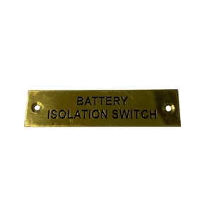 Force 4 Brass Label - Battery Isolator Switch - 75 x 19mm 