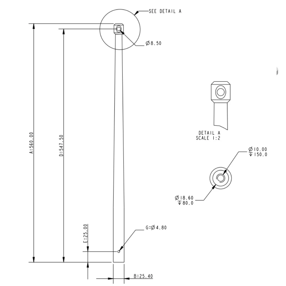 Alloy Tapered Stanchion 25mm x 560mm