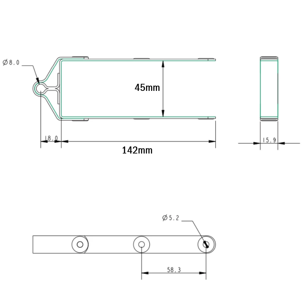 Fixed Rudder Gudgeon 45mm