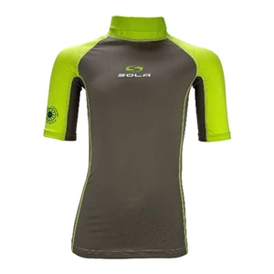SOLA Kids Short Sleeve Rash Vest - Lime/Grey