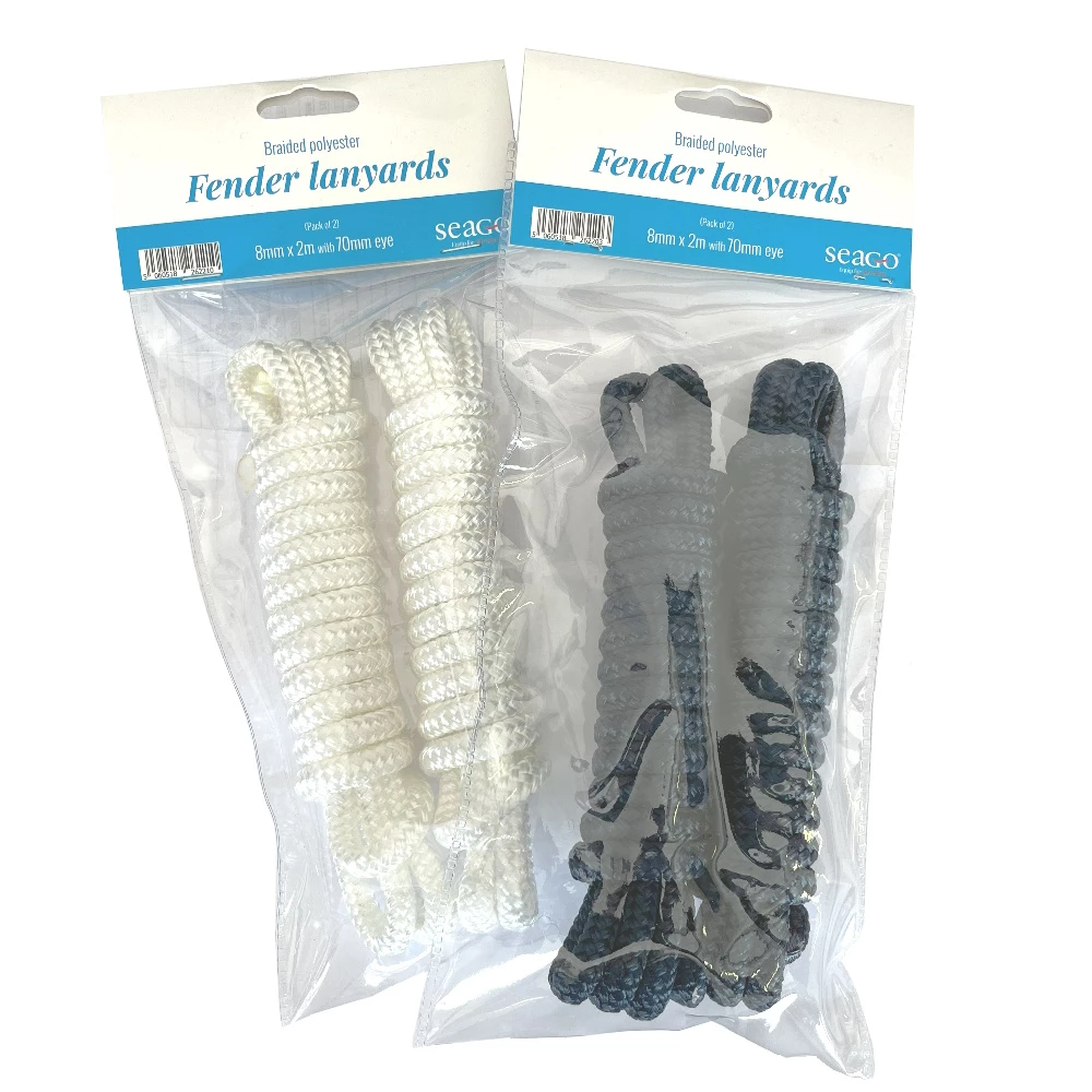 Seago Braided Fender Lanyards 2m x 8mm Pair