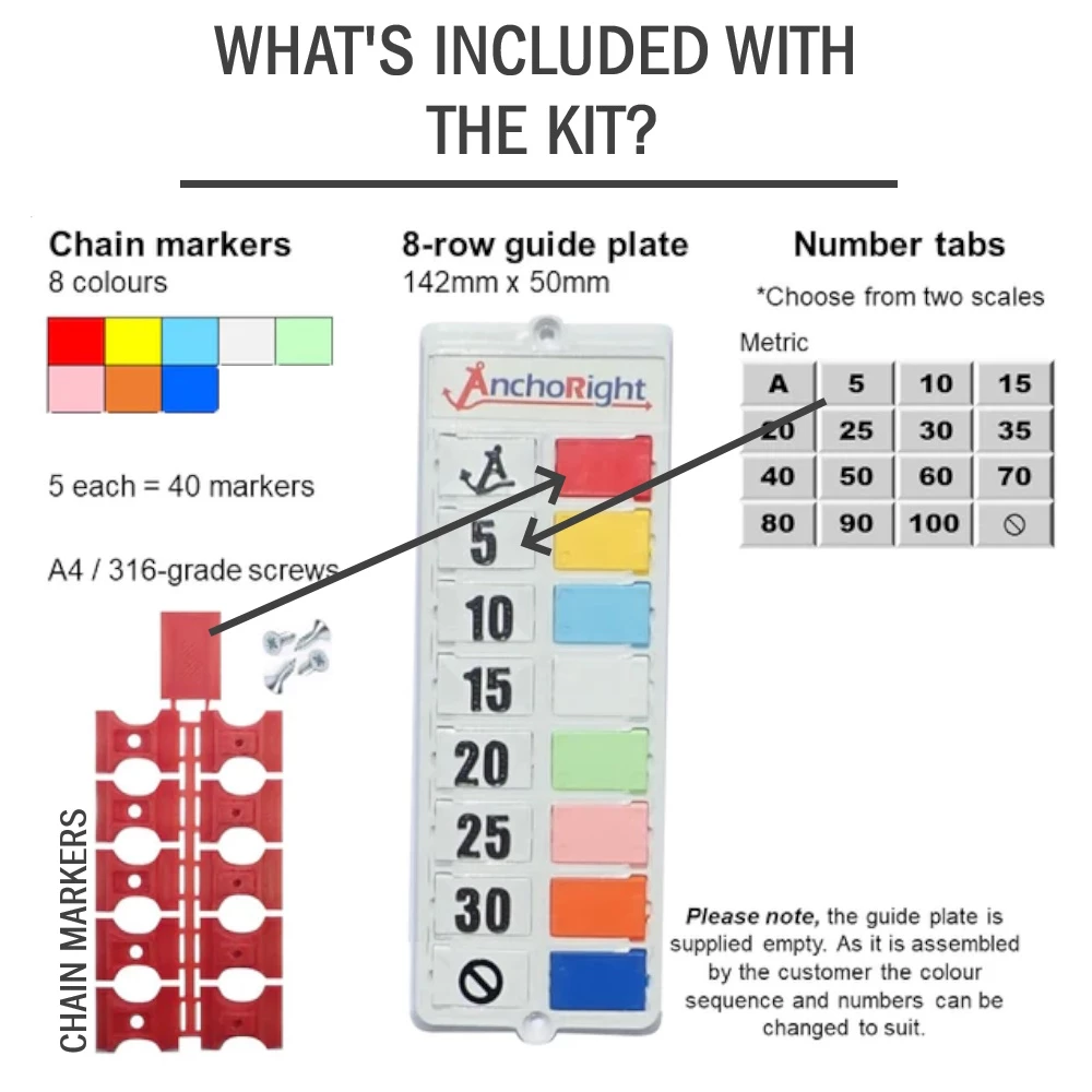 AB Tools Anchor Chain Markers - Rainbow Color Set For Boat Chain Identification
