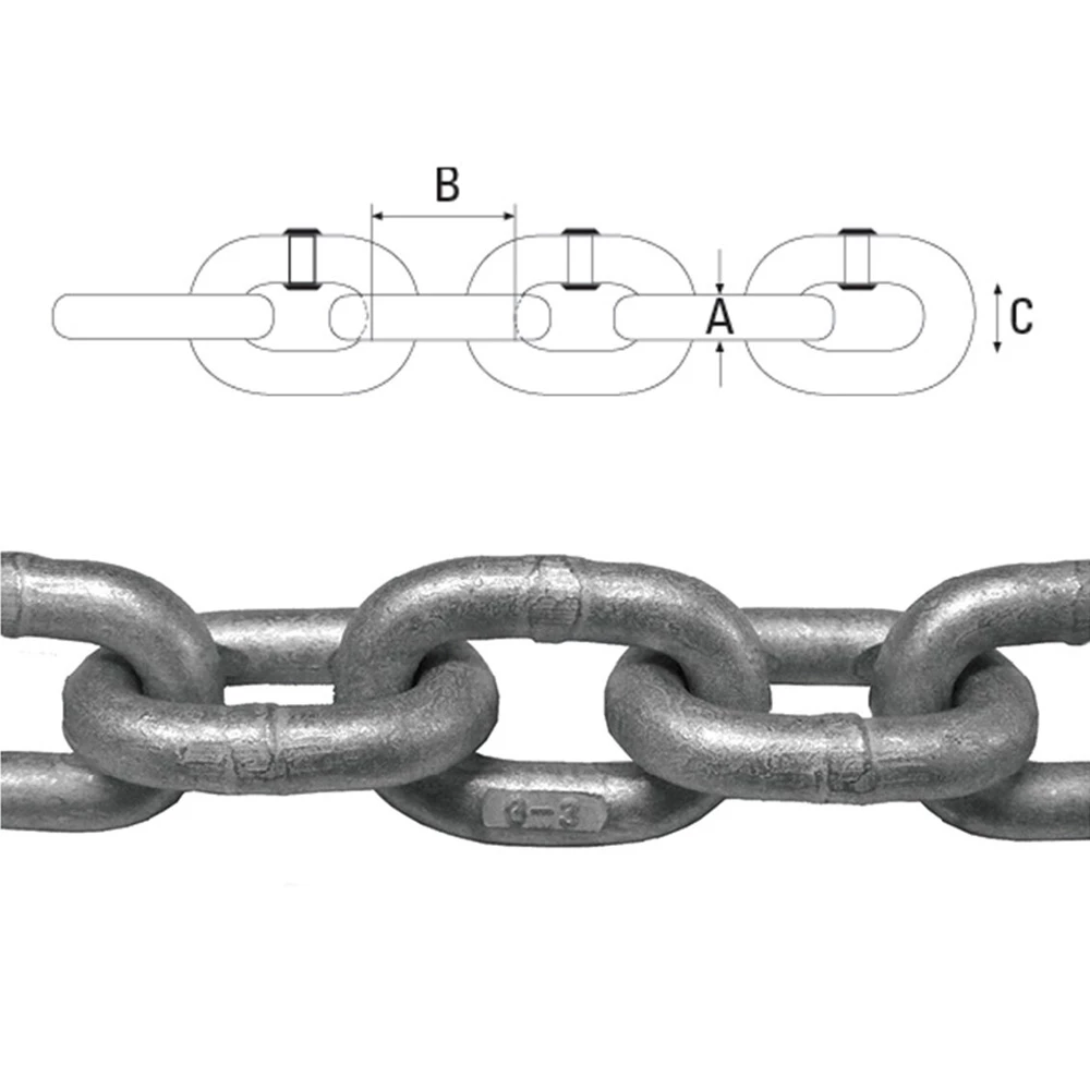 Calibrated Chain 10mm DIN (Per Metre)