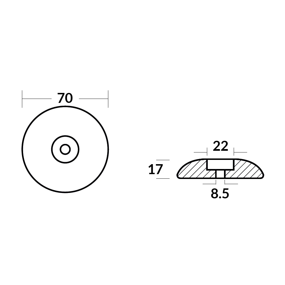 Disc Anode 70mm Aluminium