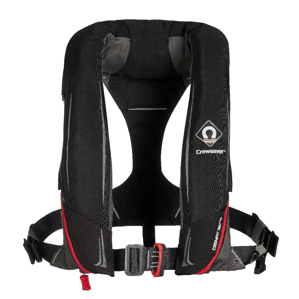 Crewfit 180 Pro Auto Harness Life Jacket - Black Red