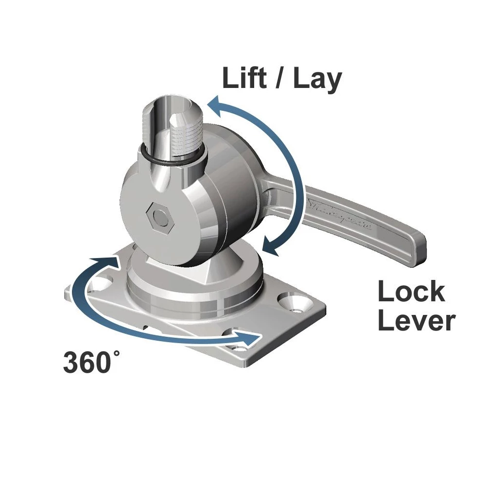 Stainless Steel Low Profile VHF Antenna Ratchet Mount