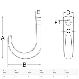 ProBoat Stainless Steel Coat Hook Slim - 1 Hole 