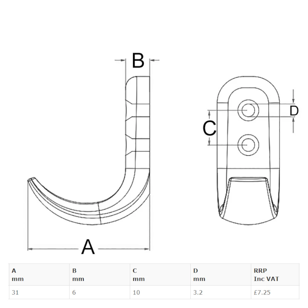 Stainless Steel Wide Coat Hook Large