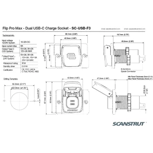 Scanstrut Flip Pro Max 12/24V Fast Charge Dual USB-C Charge Socket