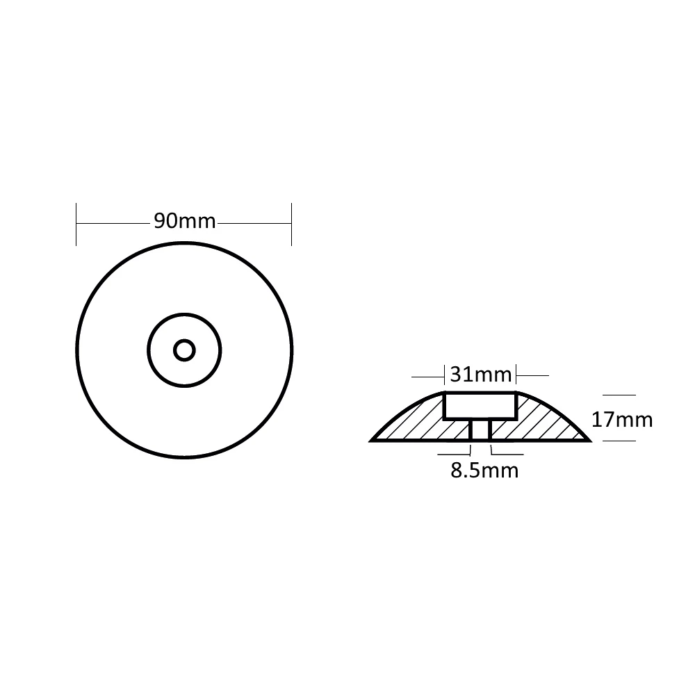 Aluminium Disc Anode 90mm
