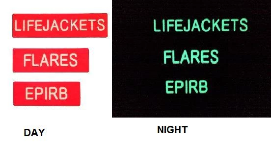 Glowfast Luminous Life Jacket Flares EPIRB Stickers - 3 Pack