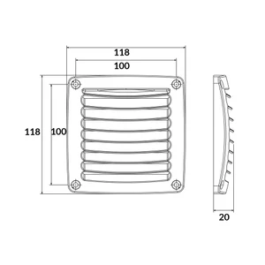 Lalizas Louvred Vent 118x118mm ABS White 