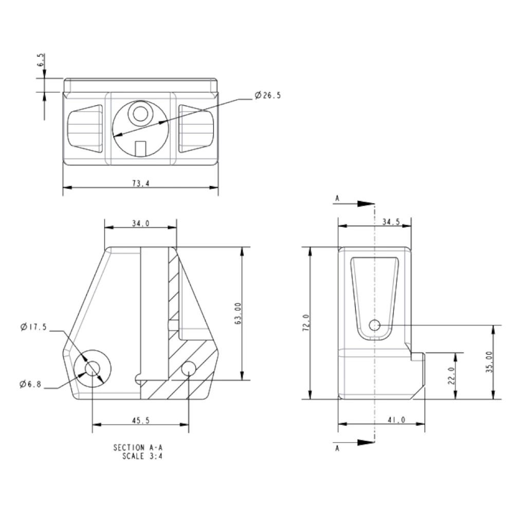 AY Fitting Toe Rail Stanchion Base