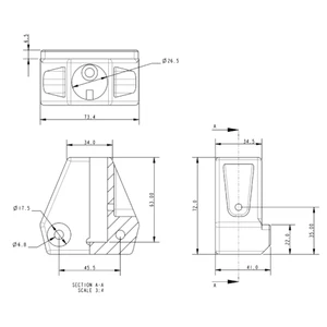 Allen AY Fitting Toe Rail Stanchion Base