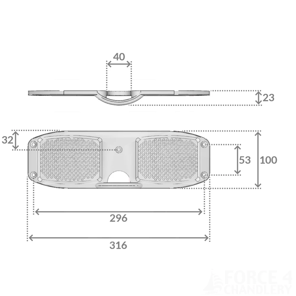 Outboard Motor Transom Pad Alloy 316 x 100mm
