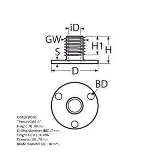 Force 4 Antenna Deck Mount - Short - Stainless Steel 