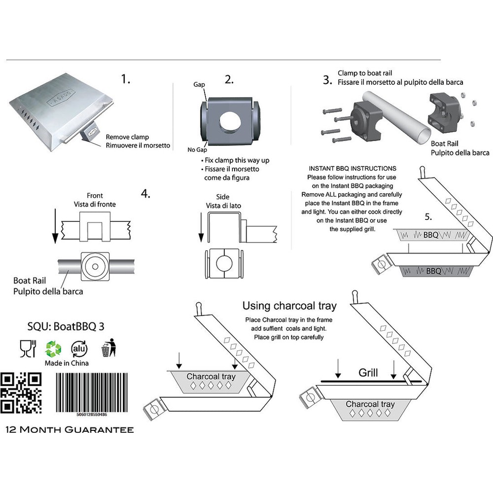 Railmount Boat Barbecue with Lid 