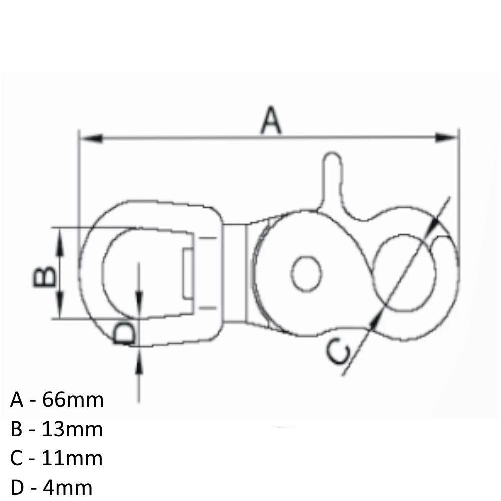 Quick Snap Hook Stainless Steel 66mm 
