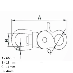 Force 4 Quick Snap Hook Stainless Steel 66mm 