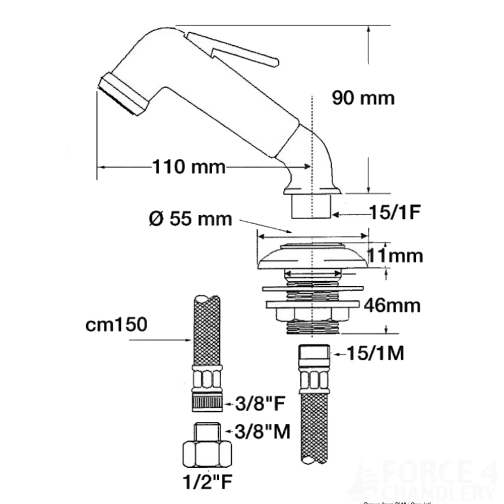Shower Head Tap with 1.5m Hose