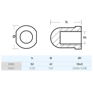 Tecnoseal Zinc Varifold Prop Nut Anode for VF108/VF120 3 & 4 Blade Saildrives