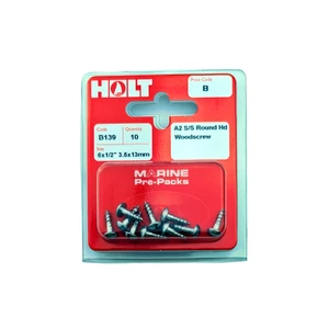 Force 4 Stainless Steel A2 Roundhead Woodscrew 6x1/2 