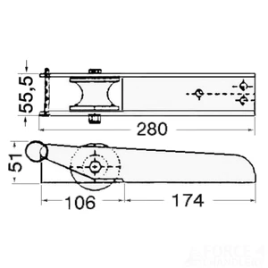 Osculati Bow Roller with Retaining Pin 280mm 