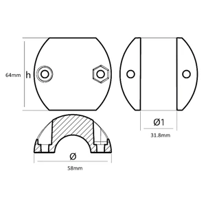 Tecnoseal Aluminium Shaft Anode USA Type 1 1/4 Inch 