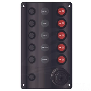 Force 4 Illuminated 5 Switch Panel with USB A & C 
