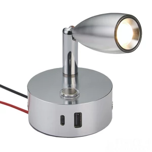 Force 4 LED Reading Light with Dimmer Switch & with USB A & C Outlet 