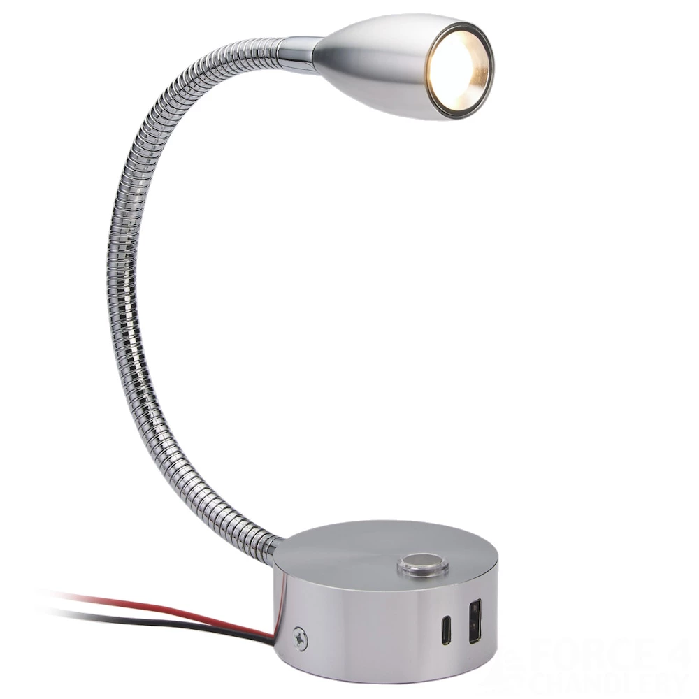 Force 4 LED Chart Light with Dimmer Switch & USB A & C Outlets 