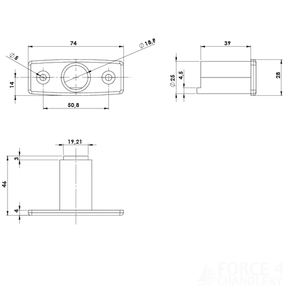 Flush Mount Nylon Rowlock Holder