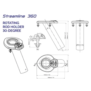 Exploding Fish 360° Rotating Recessed & Angled Stainless Steel Rod Holder