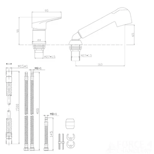 Osculati Olivia Mixer & Pull Out Shower