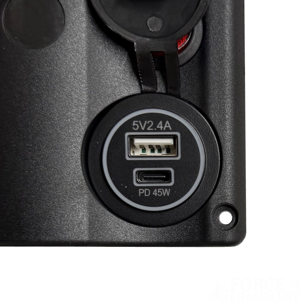 Illuminated 5 Switch Panel with USB A & C 