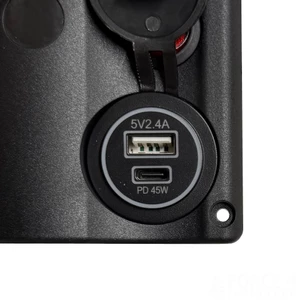 Force 4 Illuminated 3 Switch Panel with USB A & C 