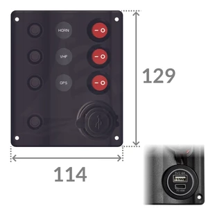 Force 4 Illuminated 3 Switch Panel with USB A & C 