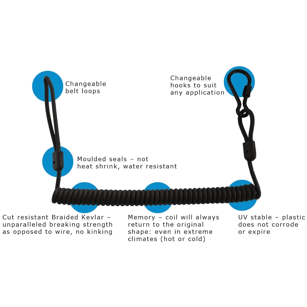 Kevlar Lanyard with Snap Clip & Carabiner
