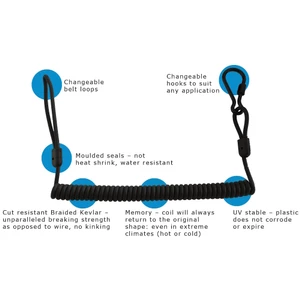 Spiroll Kevlar Lanyard with Snap Clip & Carabiner